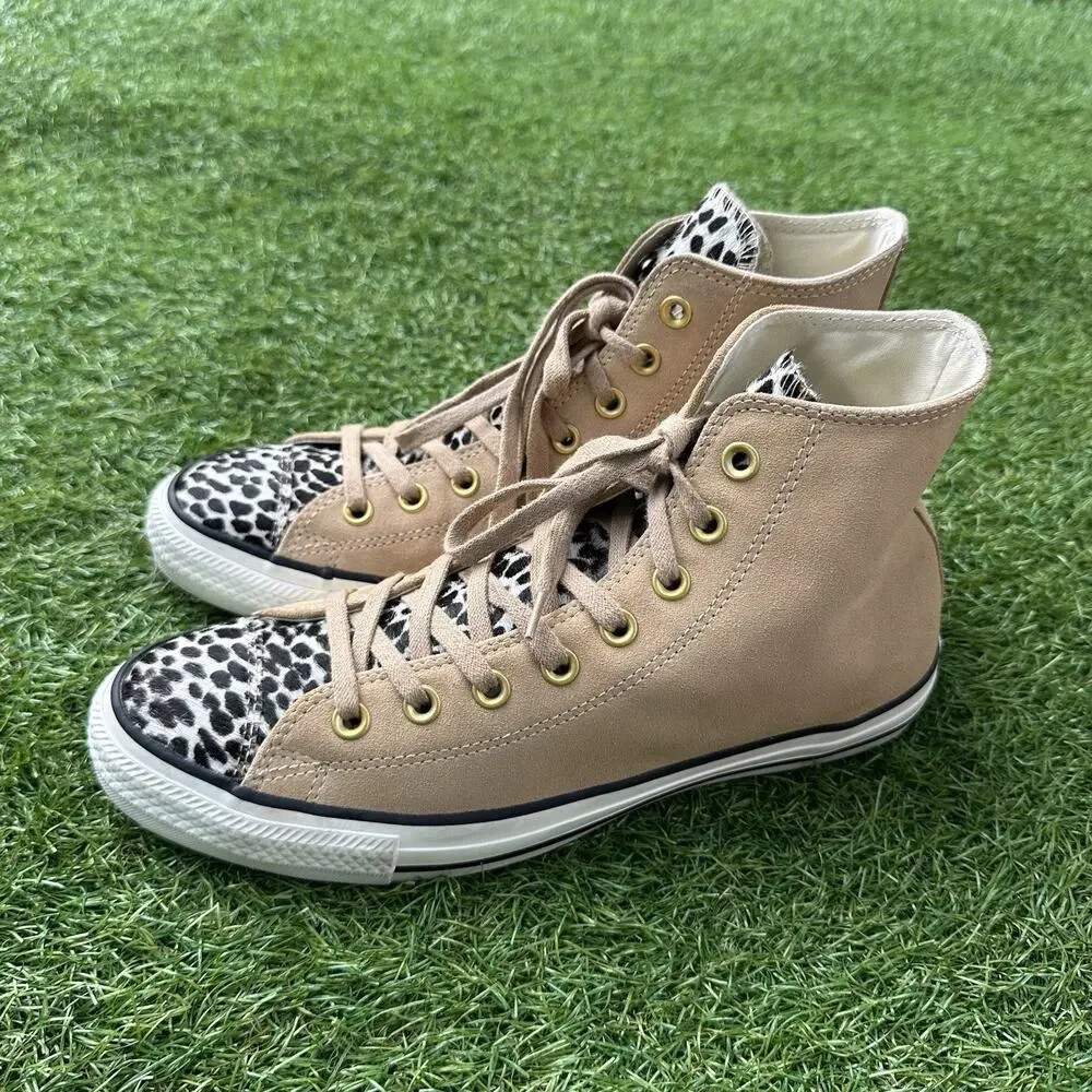 Converse All Star Hi Chuck Taylor Cheetah Pony Hair Suede‎ Mens 8 Womens 10